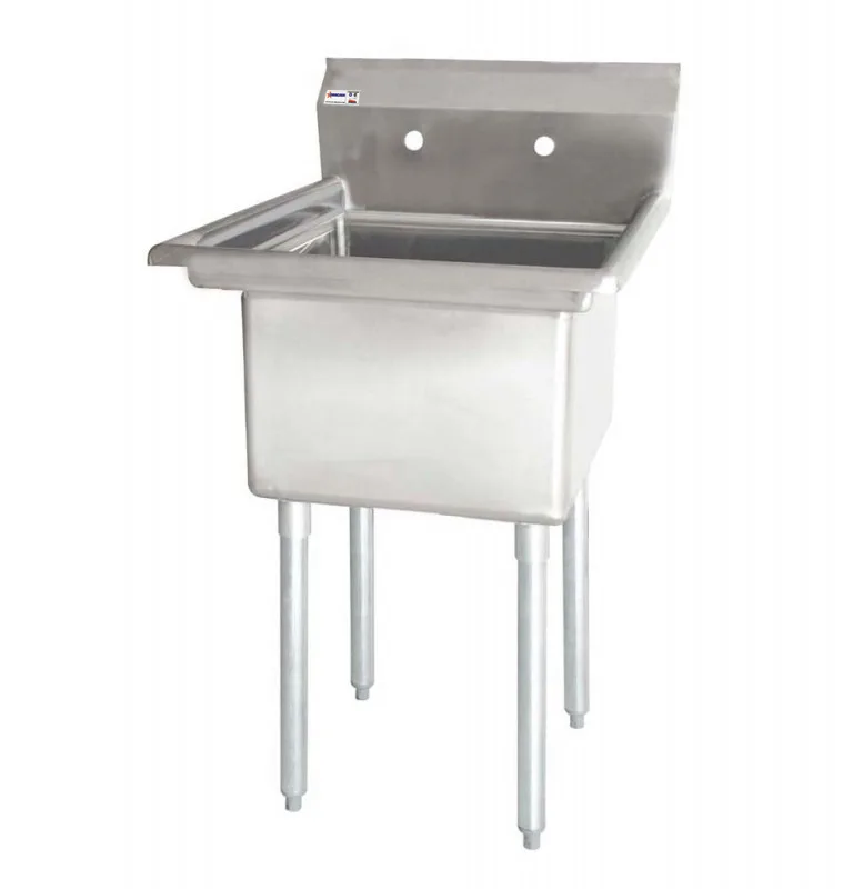 29″ x 29 1/2″ x 44″ Overall (24″ x 24″ x 14″ Tub) 18-gauge stainless steel One Tub Sink with 1.8″ Corner Drain Without Drainboard