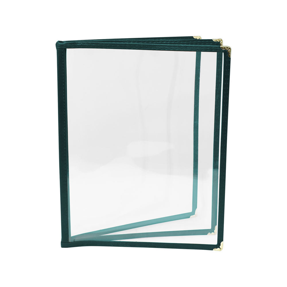 9 1/2″ x 11 3/4″ Green Three-Page Menu Holder