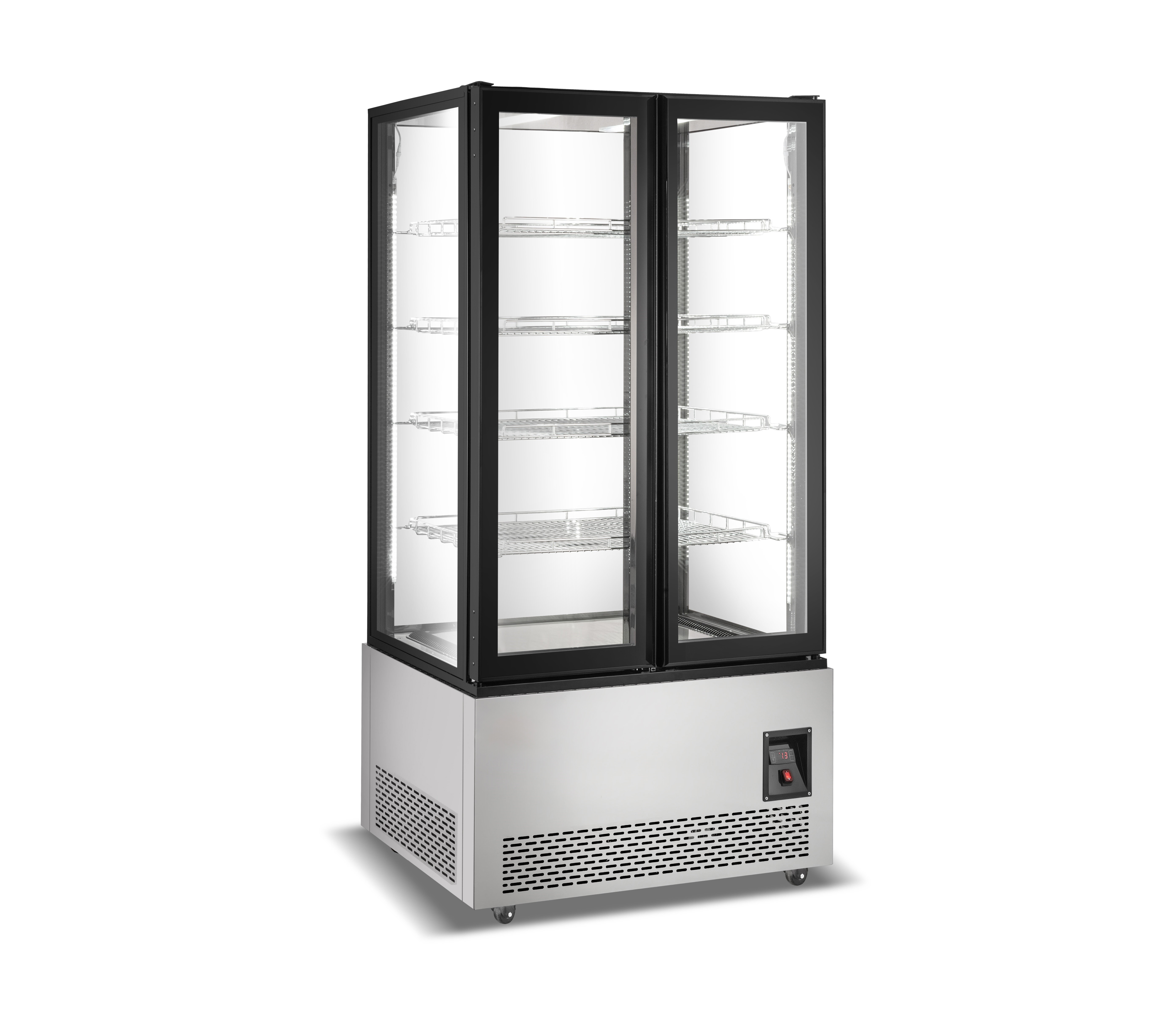 41” x 27" 4-Sided Glass Ice-Cream Cake Display Freezer with Front and Back Glass Door, 21.18 cu.ft. (600 L)