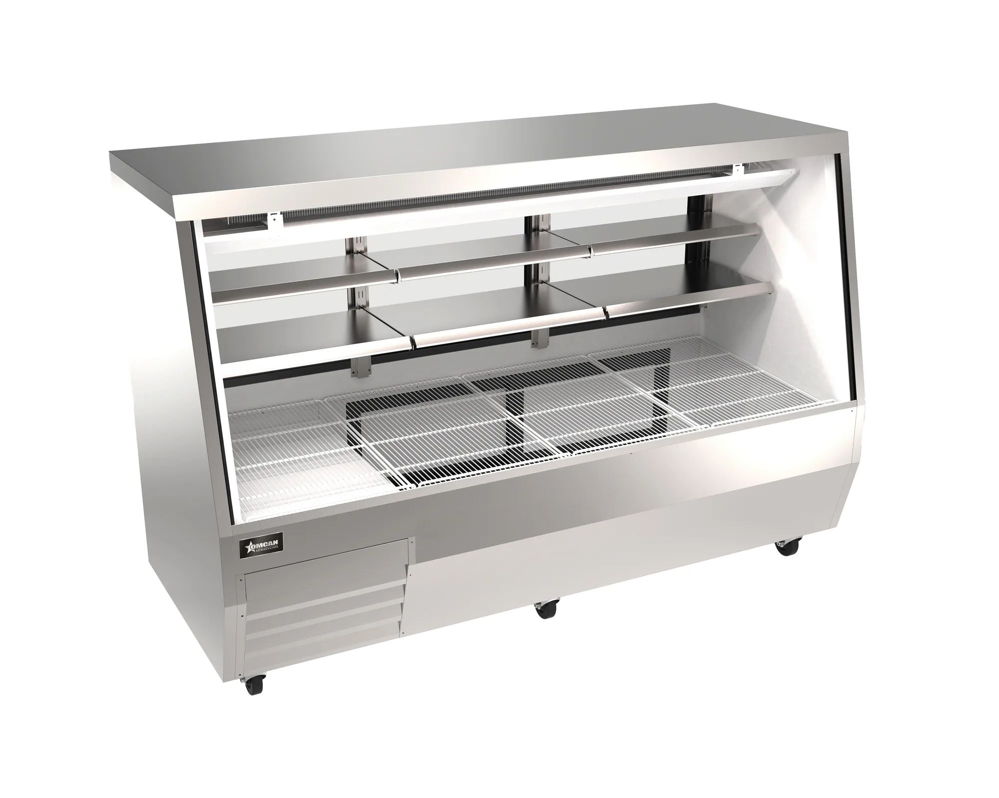 84″ Square Glass Refrigerated Double-Duty Deli Cabinet, 35.92 cu. ft. (1017 L), Stainless Steel