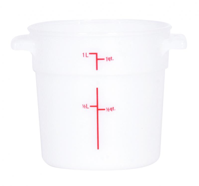 1 QT Polypropylene White Round Food Storage Container