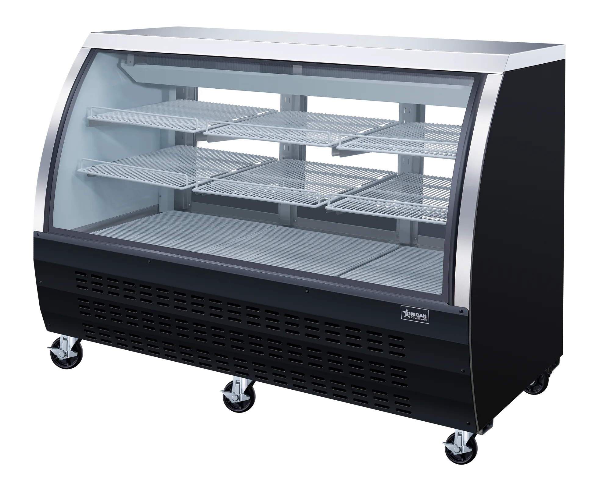 64″ Two (2) Shelf Floor Refrigerated Showcase, 22 cu. ft. (620 L), Black