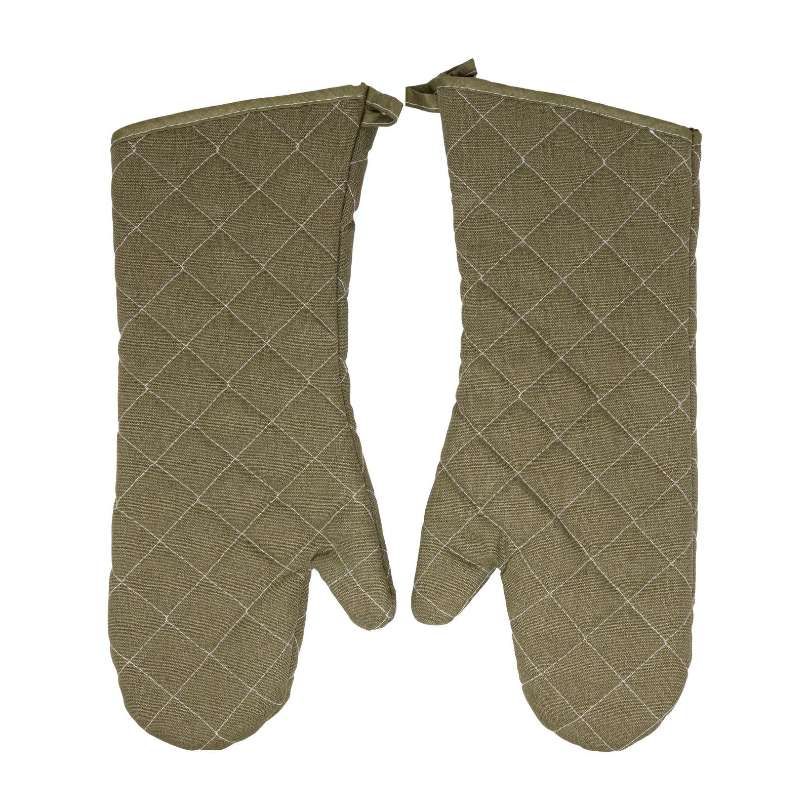 17″ Oven Mitts with Lining and Green Cuff