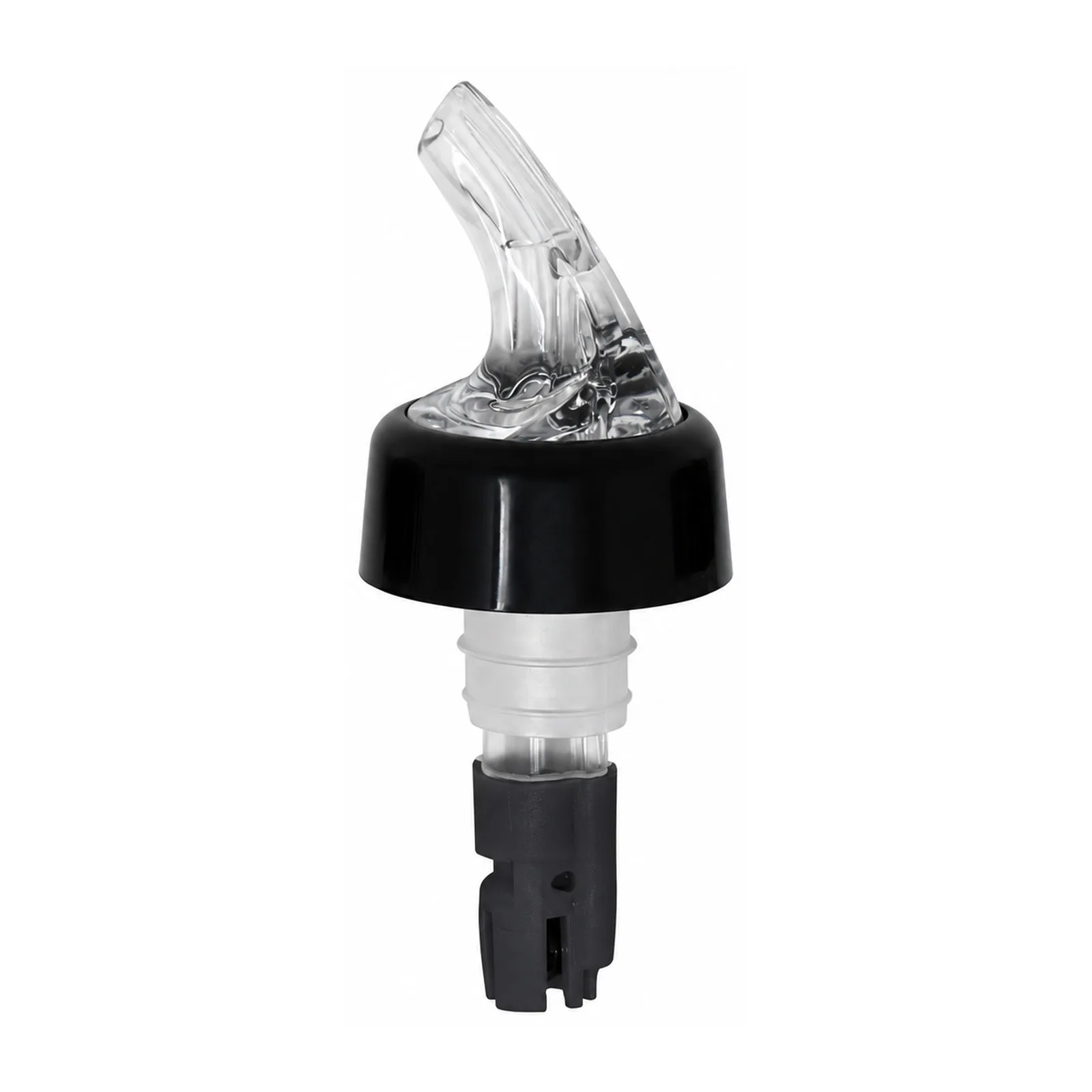 5/8 oz Clear Spout / Black Tail Measured Liquor Pourer with Collar – 12/Pack