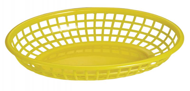 9 1/4″ x 5 3/4″ Plastic Oval Fast Food Serving Basket – Yellow