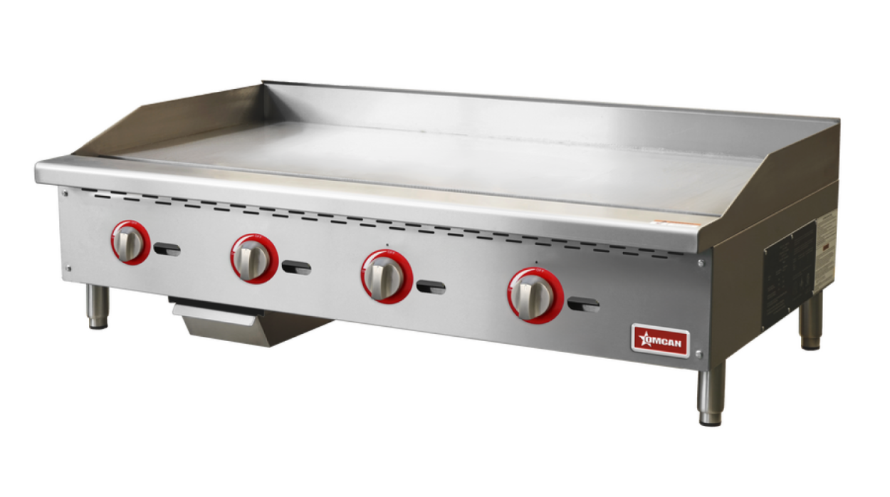 48″ Gas Griddle 4 Burner with Manual Control, 120,000 BTU
