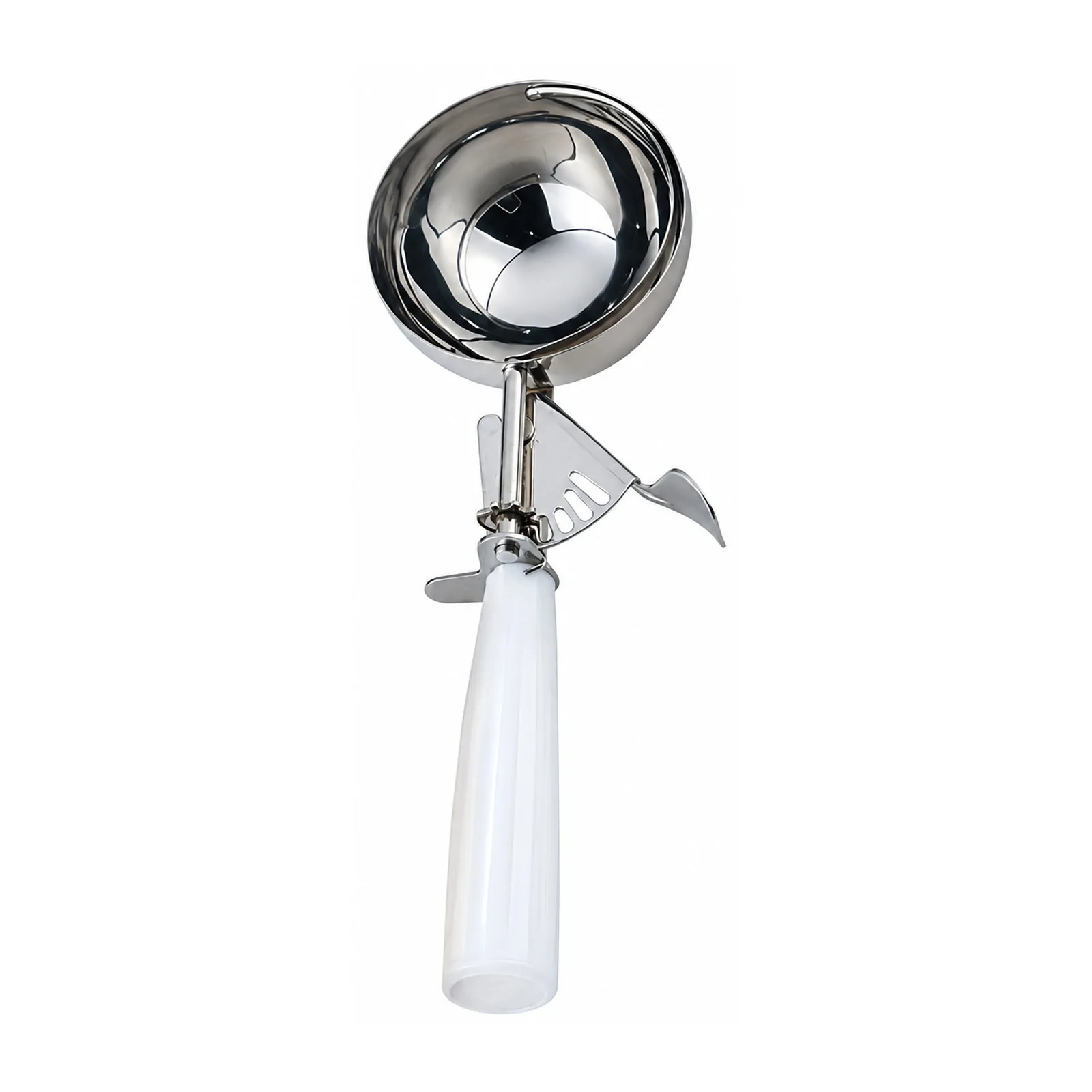 4 2/3 oz Ice Cream Disher with White Plastic Handle (Size 6)