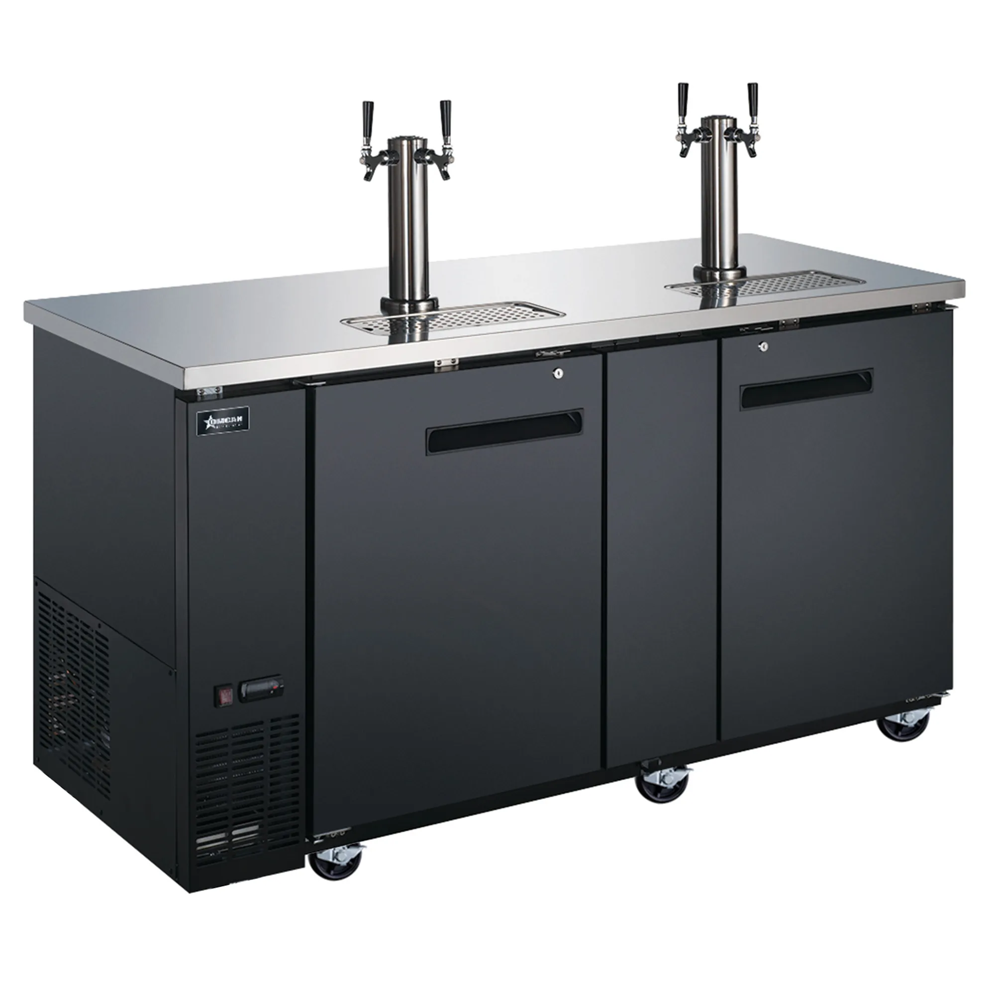 70″ Two (2) Door Kegerator / Beer Dispenser with Two Double Tap Towers, 28" Depth, 23 cu.ft. (660 L)