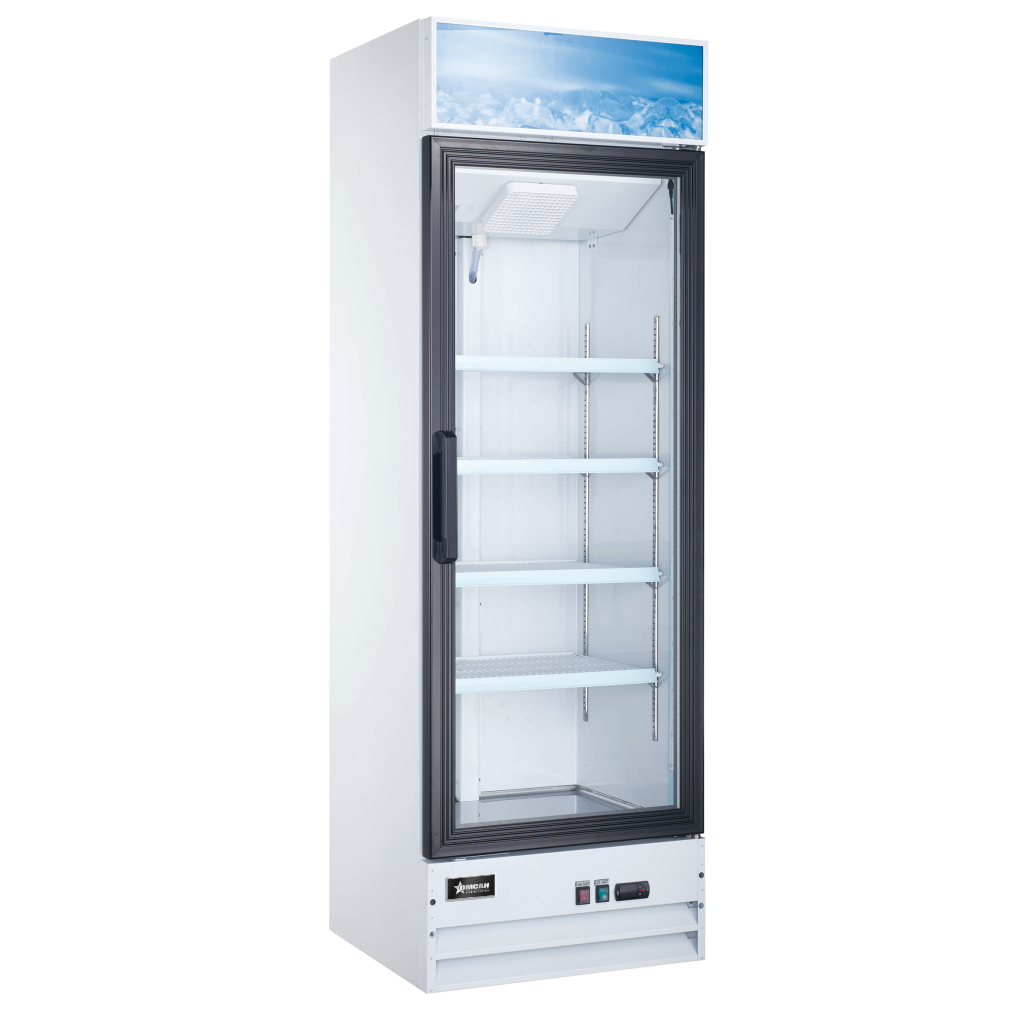 26″ White Display Refrigerator with Lightbox, 1 Glass Door, 14 cu.ft. (396 L) Capacity – 115V, 1/5 HP