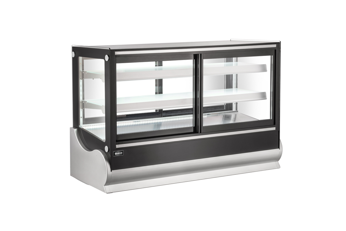 60” Black Square Refrigerated Self-service Countertop Display Case, 325 L (11.4 cu.ft.), 110V / 60Hz / 1Ph