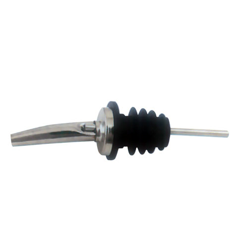 Speed Pourer with Stainless Steel Tapered Spout/Nozzle and Black Plastic Stopper