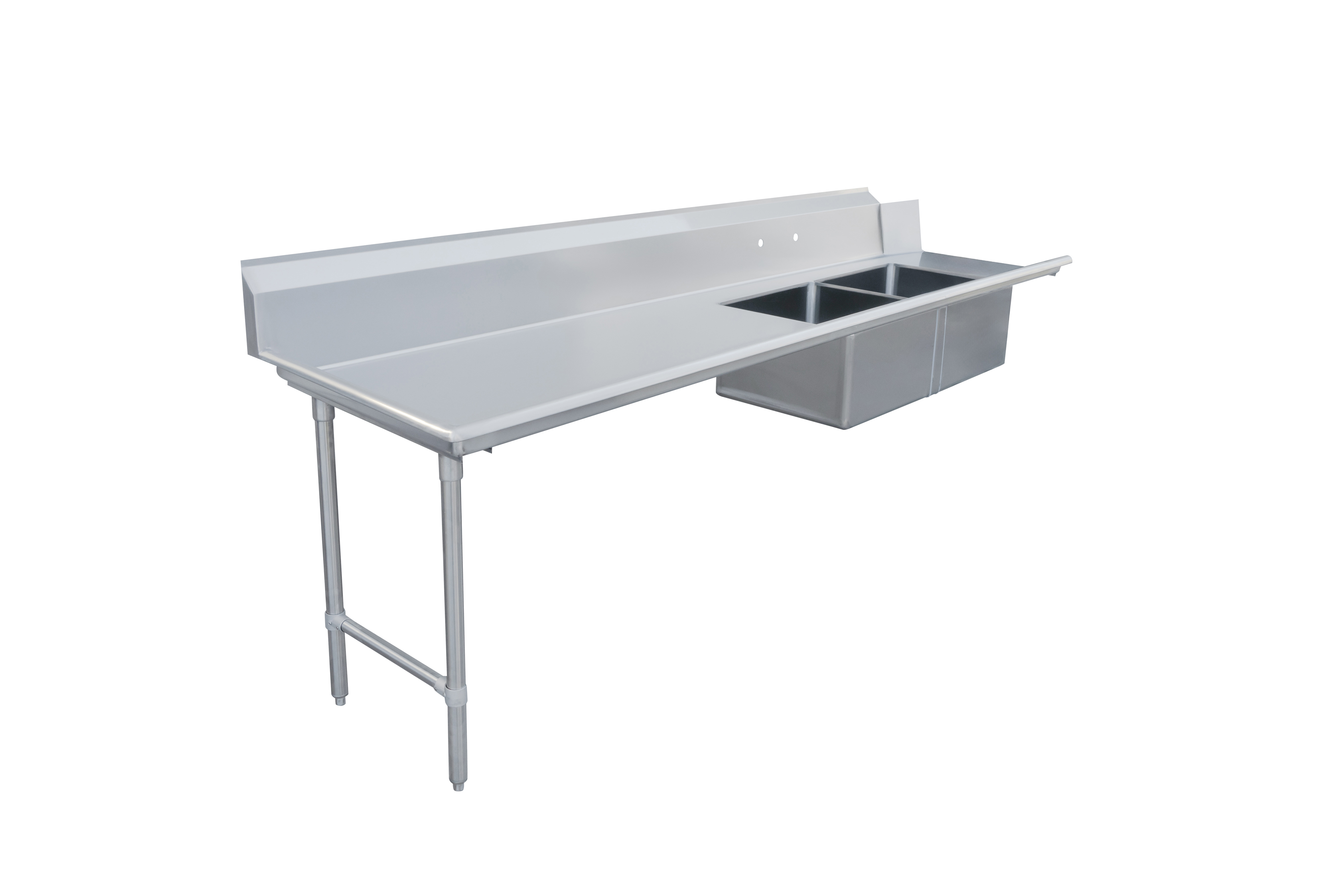 96-inch Left Side Soiled Dish Table with Two Sinks