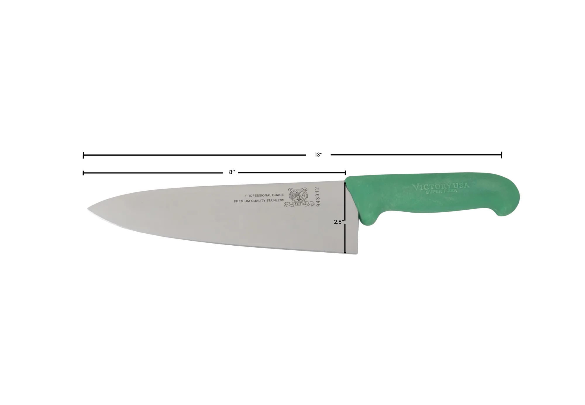 8″ Medium Cook Knife with Green Super Fiber Handle
