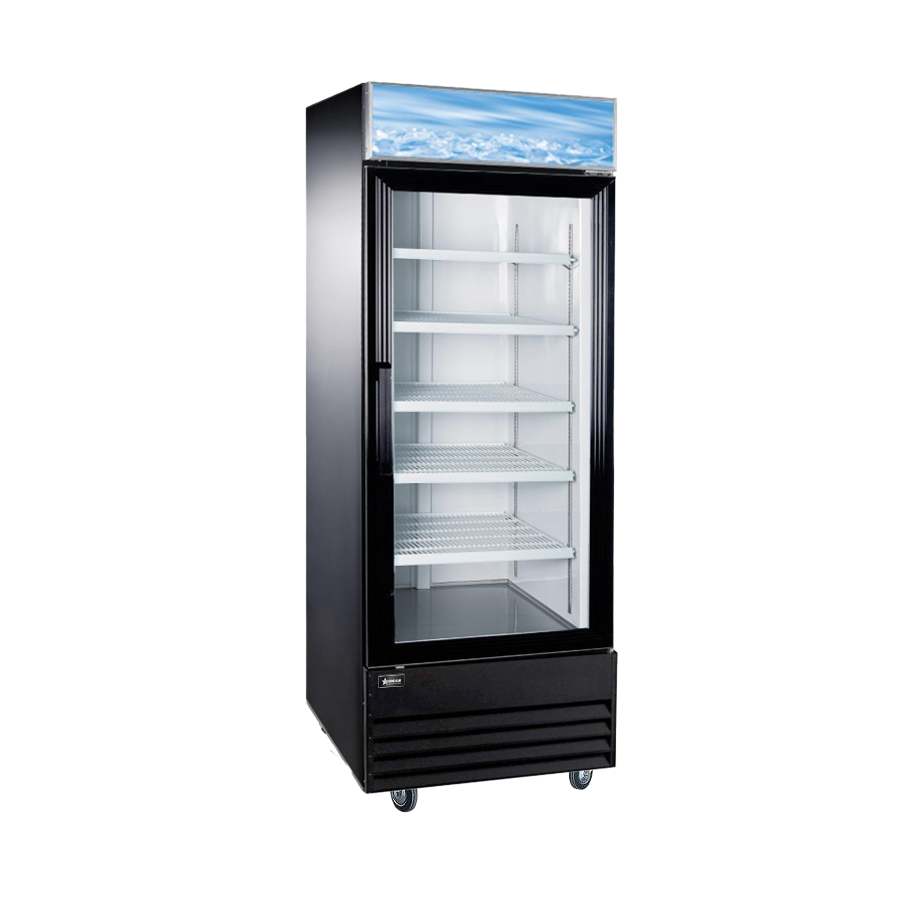 28″ Single Door Glass Refrigerator Black 23 cu.ft. (648 L)