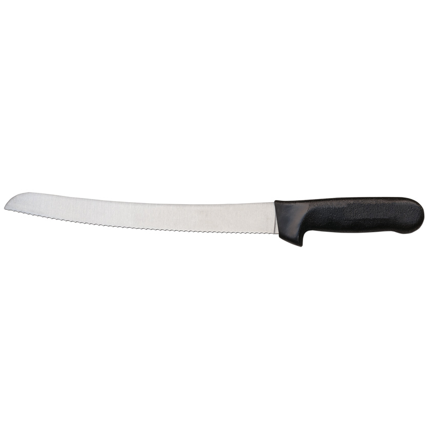 10-inch Slicer Curved Narrow Wave Edge Knife with Black Polypropylene Handle