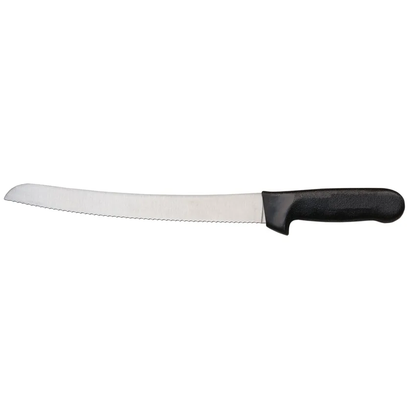 10″ Slicer Curved Narrow Serrated Knife with Black Polypropylene Handle