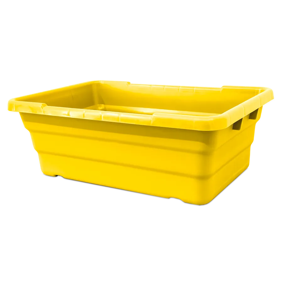 Yellow Stackable Meat Lug / Tote Box 25″ x 16″ x 8 1/2″ NSF