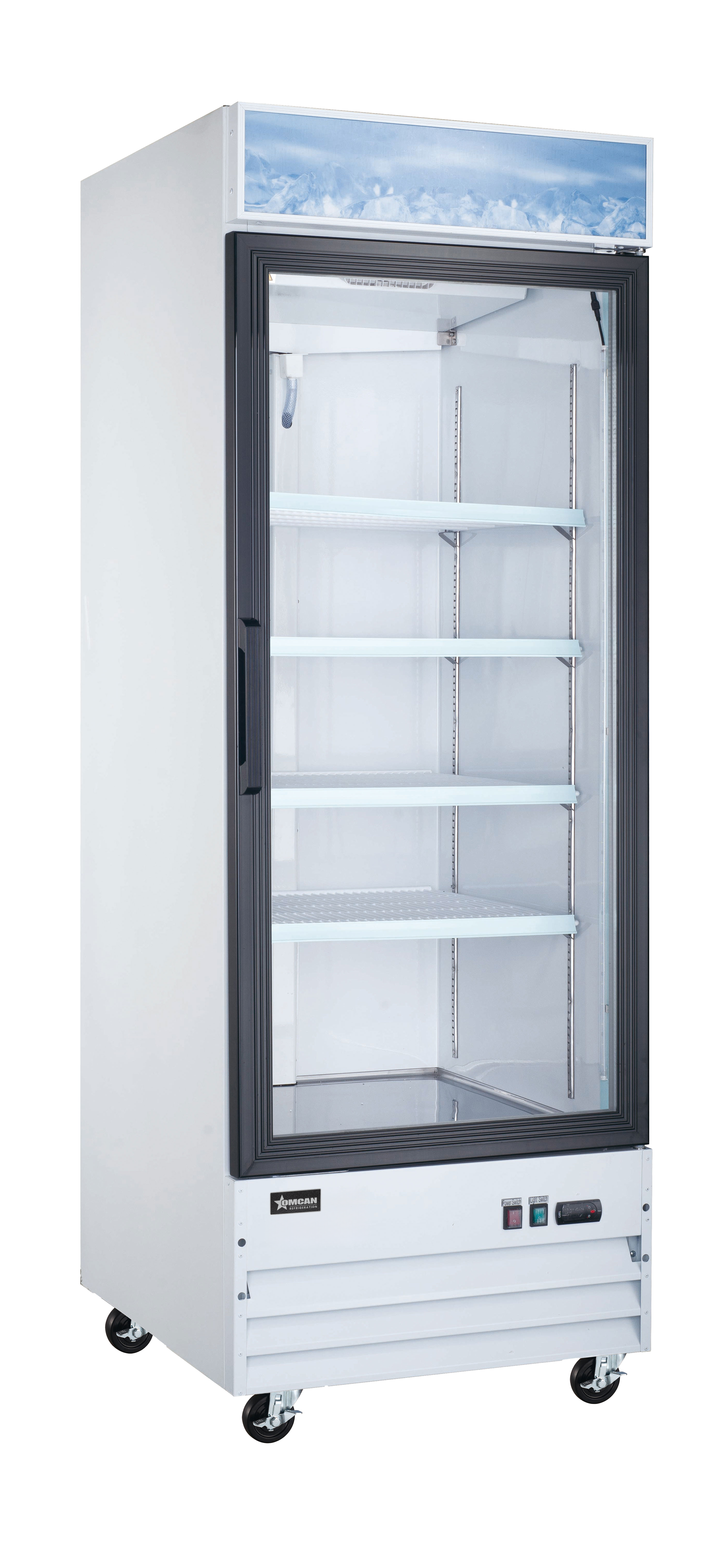 26″ One (1) Glass Door Display Refrigerator with Lightbox, 14 cu.ft. (396 L), White
