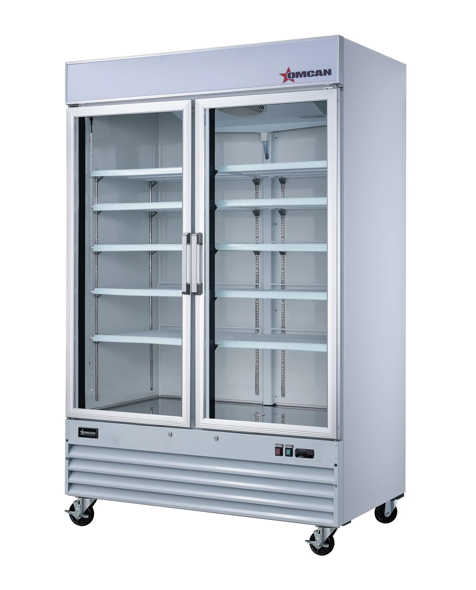 53″ Two (2) Glass Door Display Refrigerator, Swing Door, 45 cu. ft. (1270 L), White