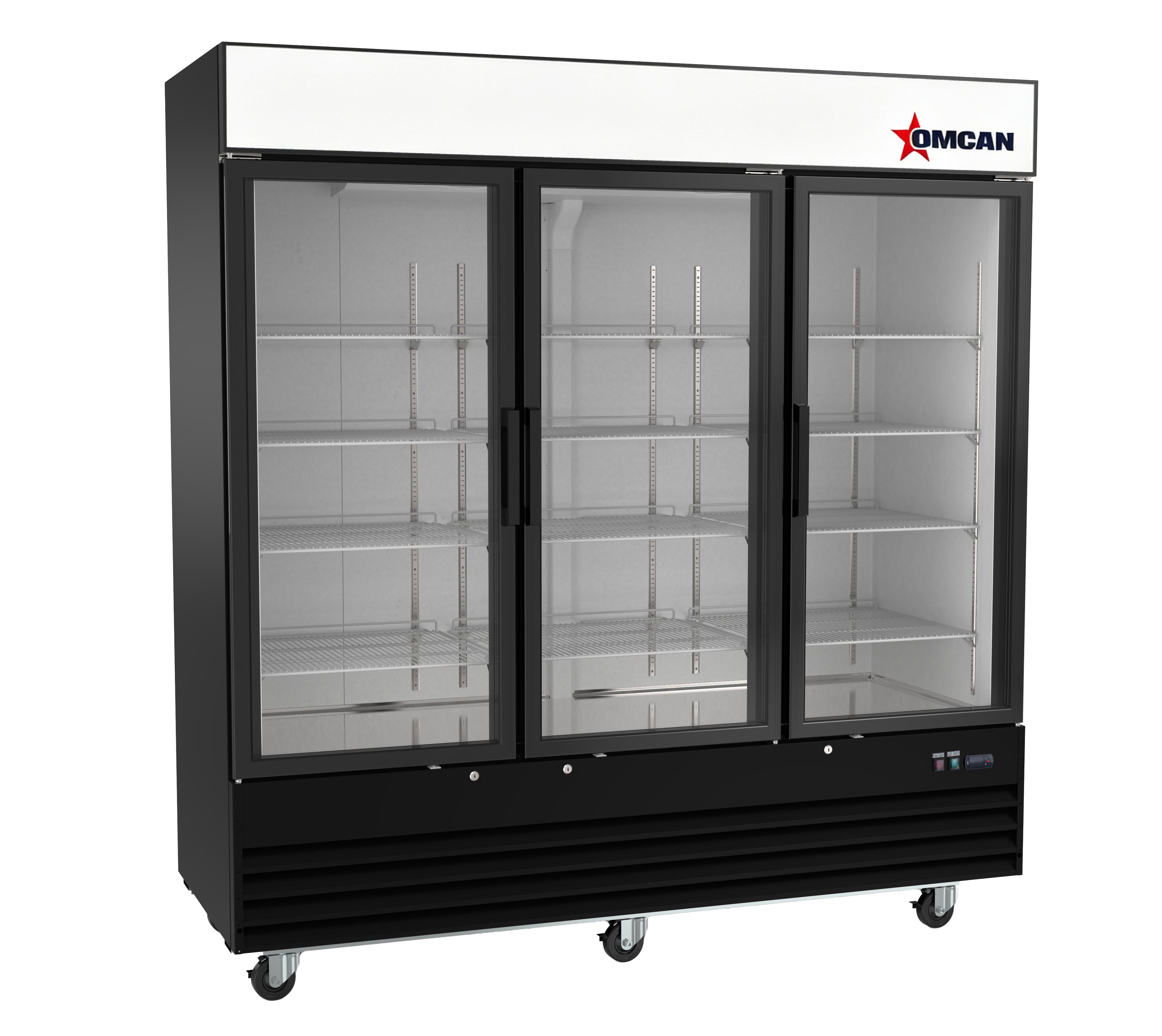 78" Three (3) Glass Door Refrigerator, 53 cu.ft. (1500 L), Black