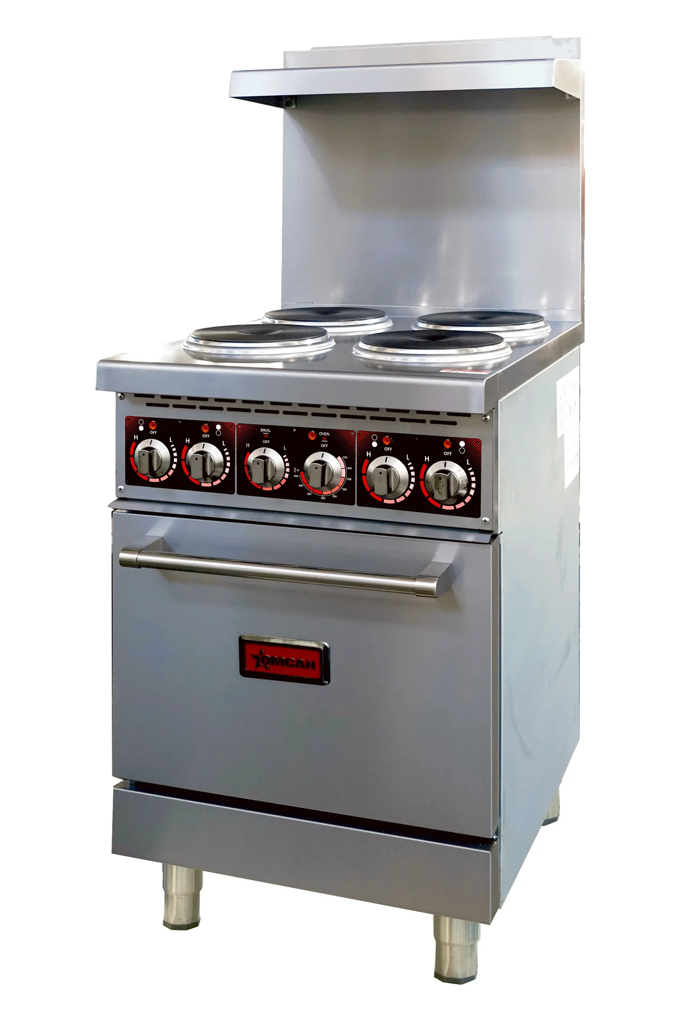 24″ Commercial Electric Range with 4 Burners and Standard Oven – 208 V, 13 kW, 1 Ph