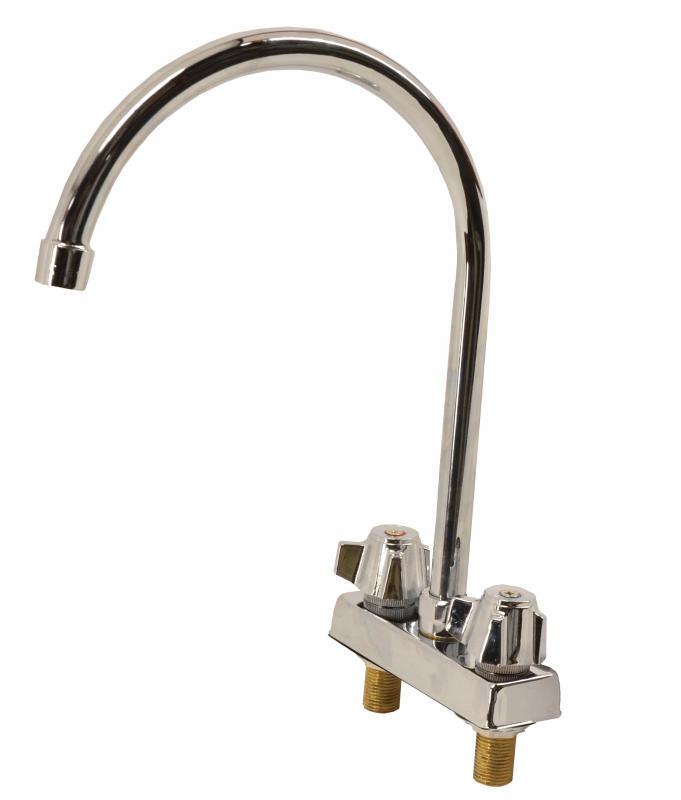 Deck Mounted Sink Faucet with 9″ Goose Neck Spout Faucet for Drop in Sinks