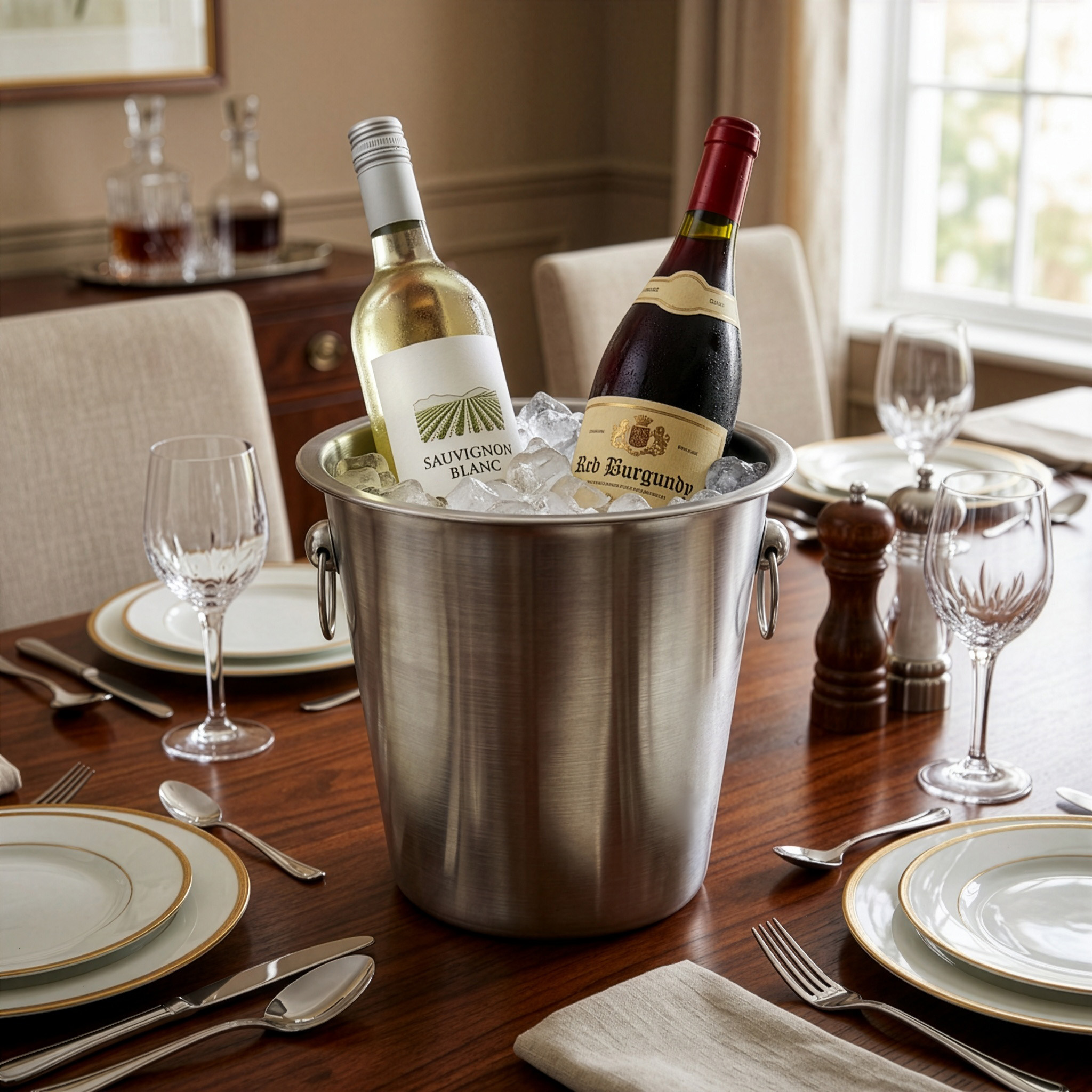 4 qt Stainless Steel Wine Bucket with Ring Handle