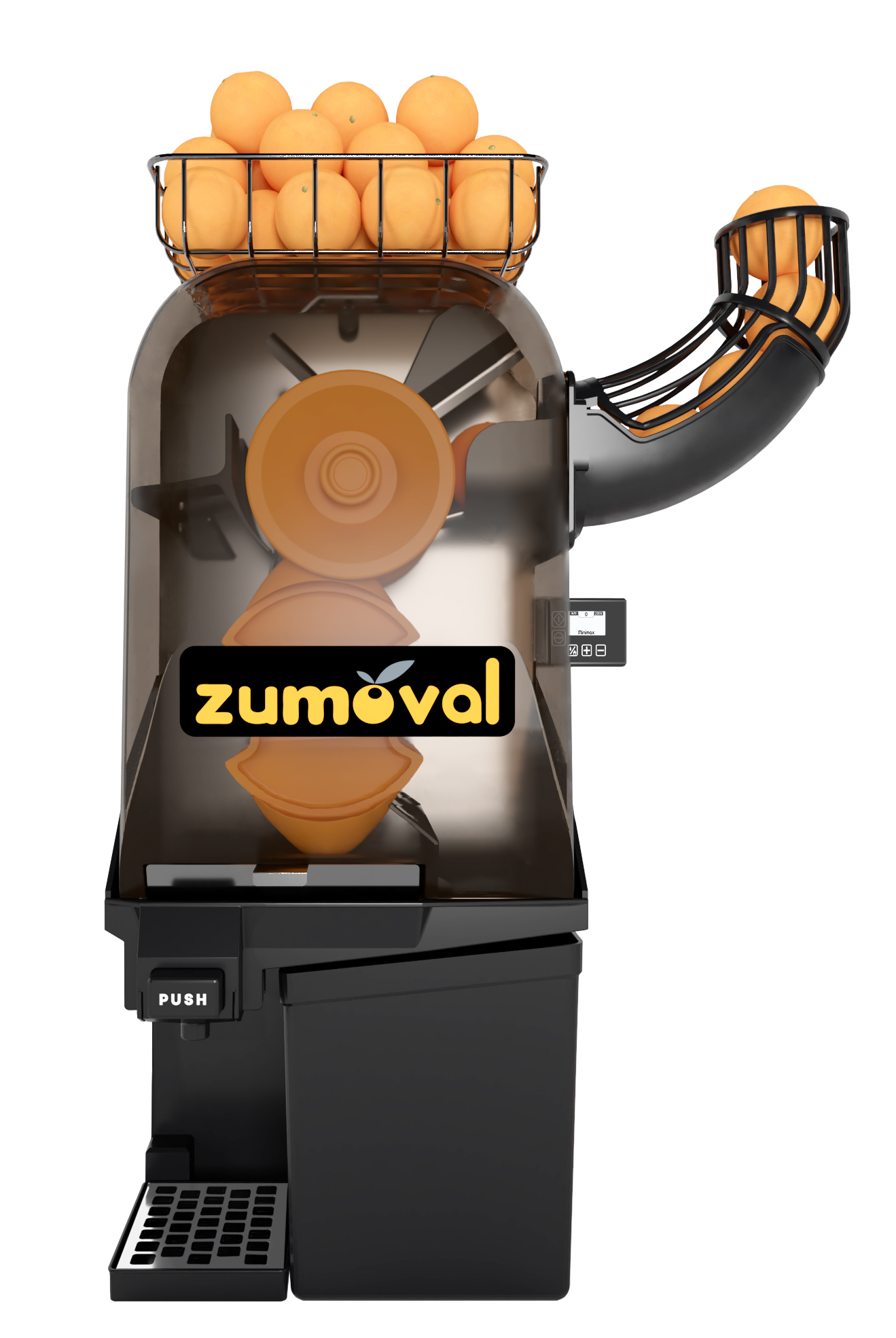 Zumoval Minimax Juice Extractor, Manual Feed with Push & Juice Button, 15 Oranges per Minute | Trento
