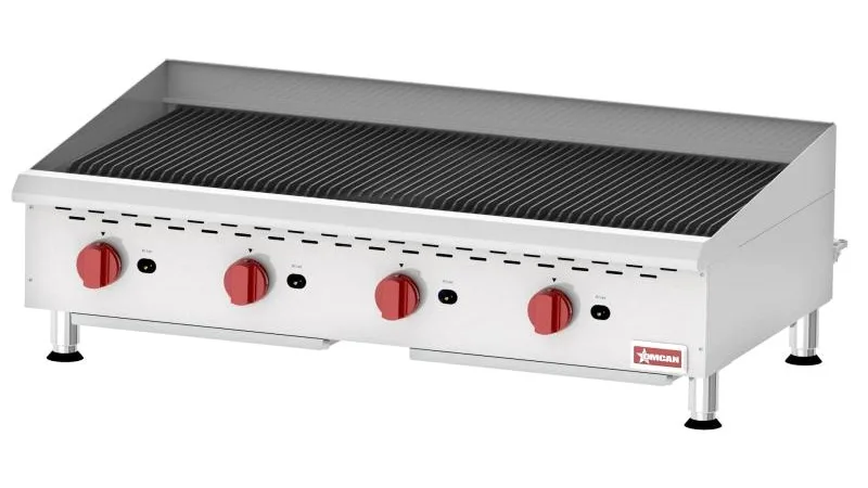 Elite 48″ Countertop Radiant Gas Charbroiler, 4 Burners, 160,000 BTU