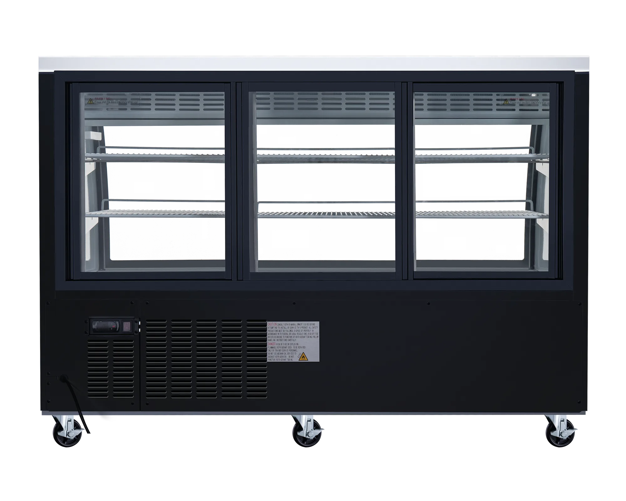 64″ Two (2) Shelf Floor Refrigerated Showcase, 22 cu. ft. (620 L), Black