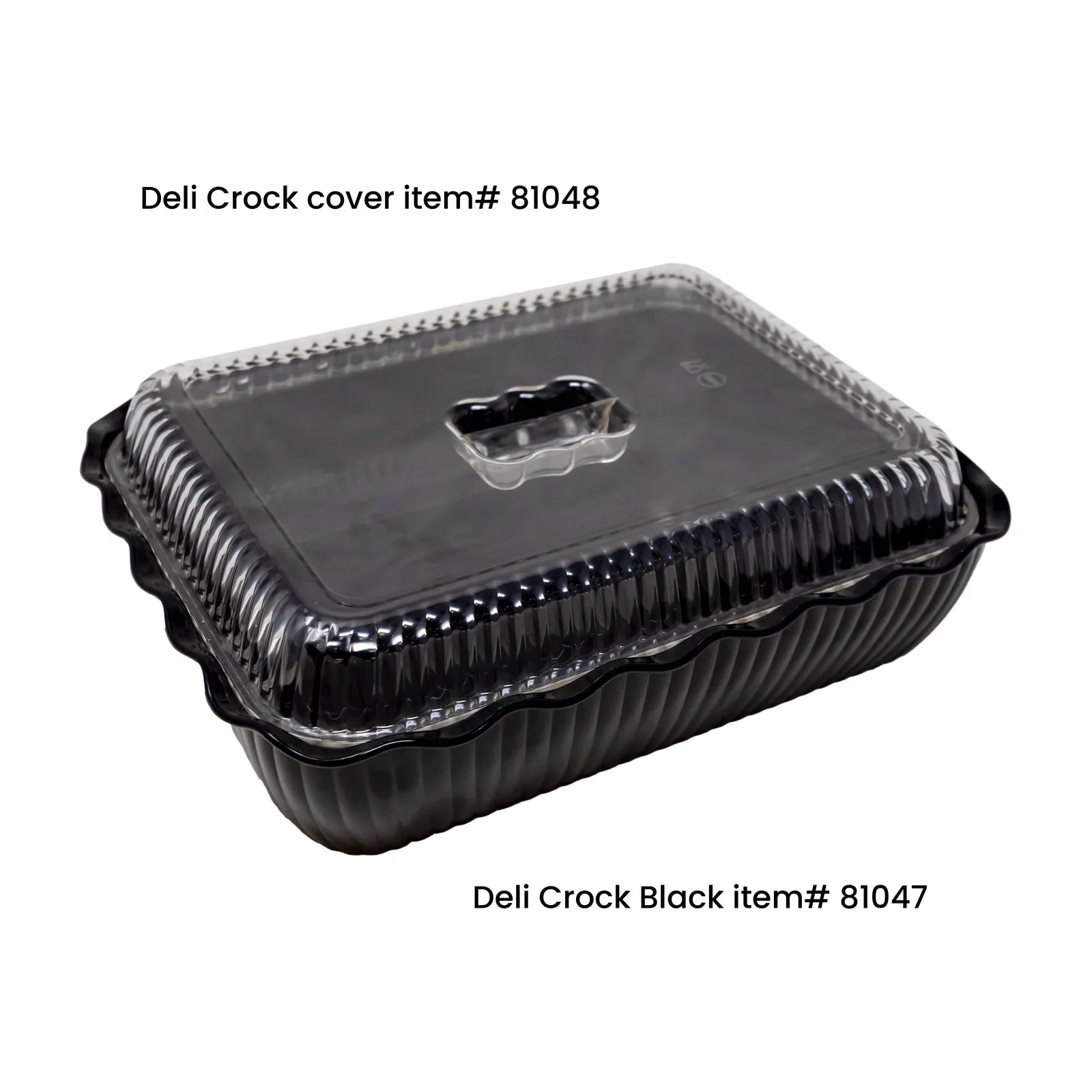 13″ x 10 5/16″ x 3 1/4″ Black Scalloped Deli Crock 10 lb Capacity NSF