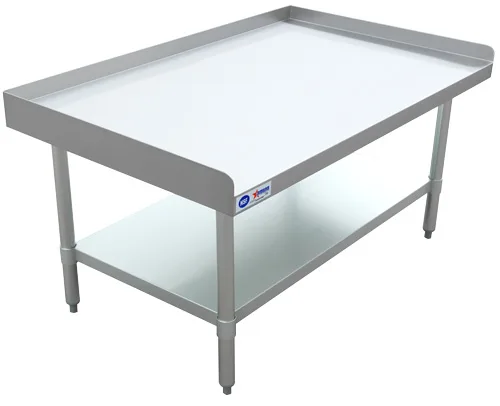 30″ x 48″ 18 Gauge 430 Stainless Steel Equipment Stand with Galvanized Undershelf and Legs