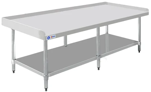 30″ x 72″ 18 Gauge 430 Stainless Steel Equipment Stand with Galvanized Undershelf and 6 Legs