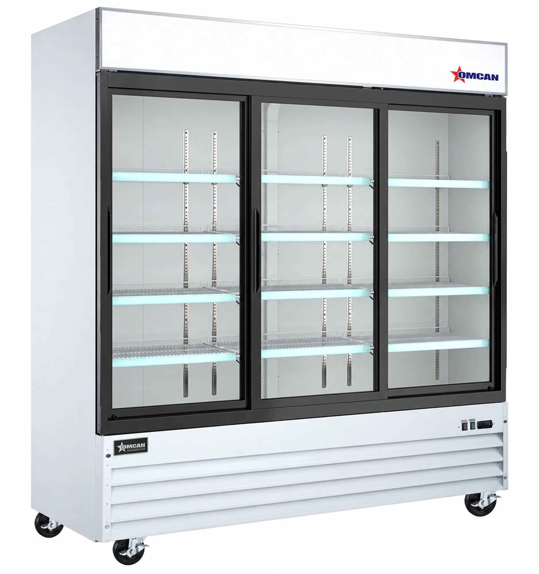 78″ Three (3) Sliding Glass Door Display Refrigerator, 53 cu. ft. (1500 L), White