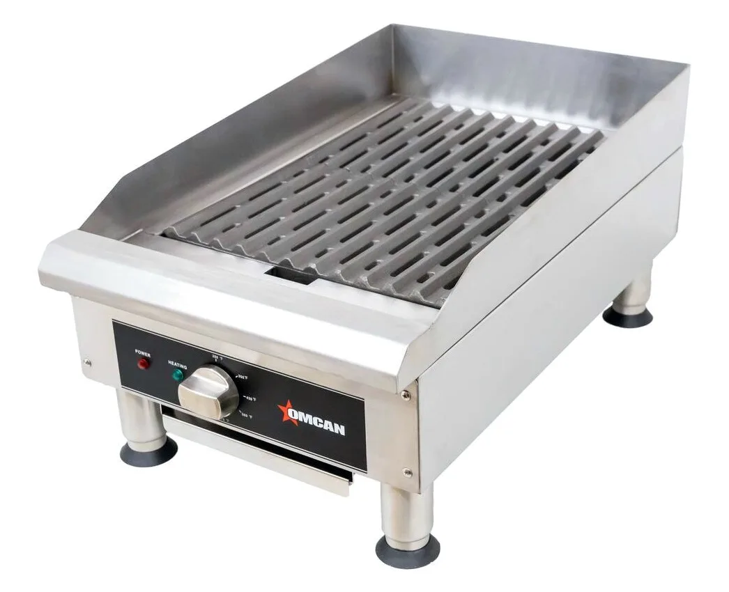 14″ Electric Charbroiler with Grill and Griddle Plate Attachments – 3.6 kW, 240 V