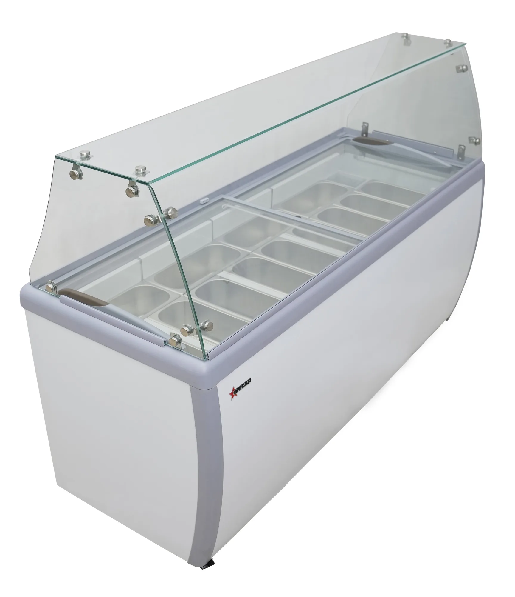 71″ Thirteen (13) Pan Gelato Dipping Cabinet with Flat Sneeze Guard and Pans (WITHOUT SNEEZE GUARD)
