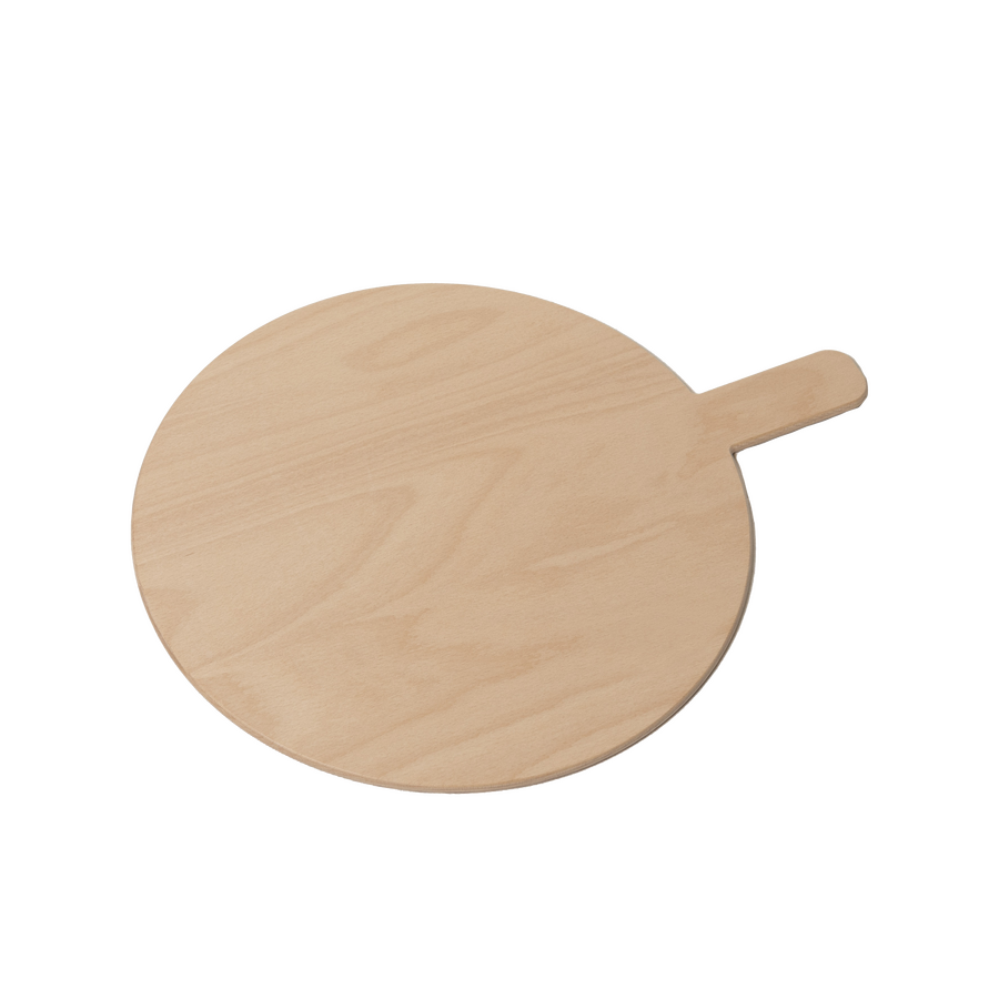 15.7” x 0.3” Beech Round Pizza Serving Board – with 3.9” Handle