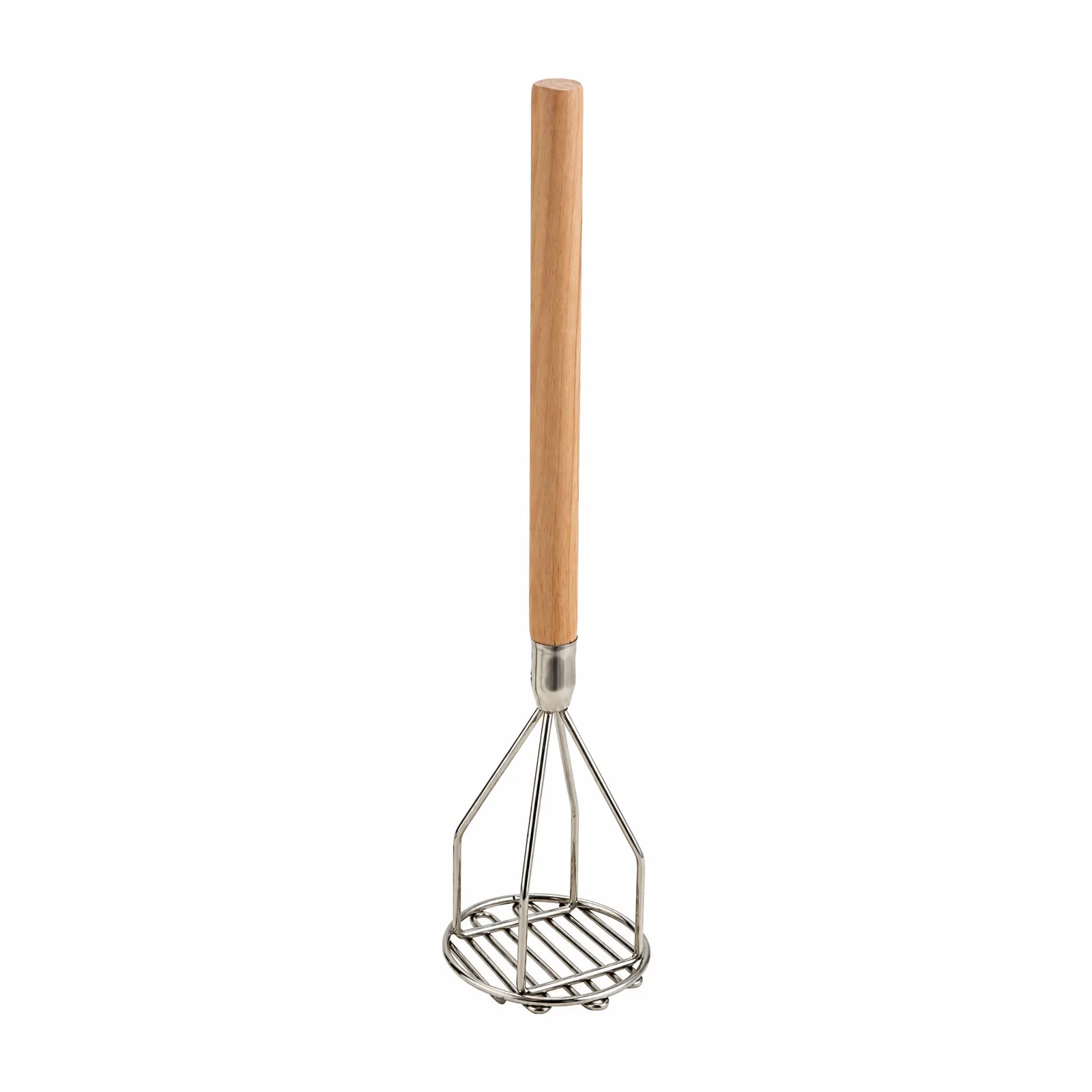 5″ Round Potato Masher with 24″ Wooden Handle