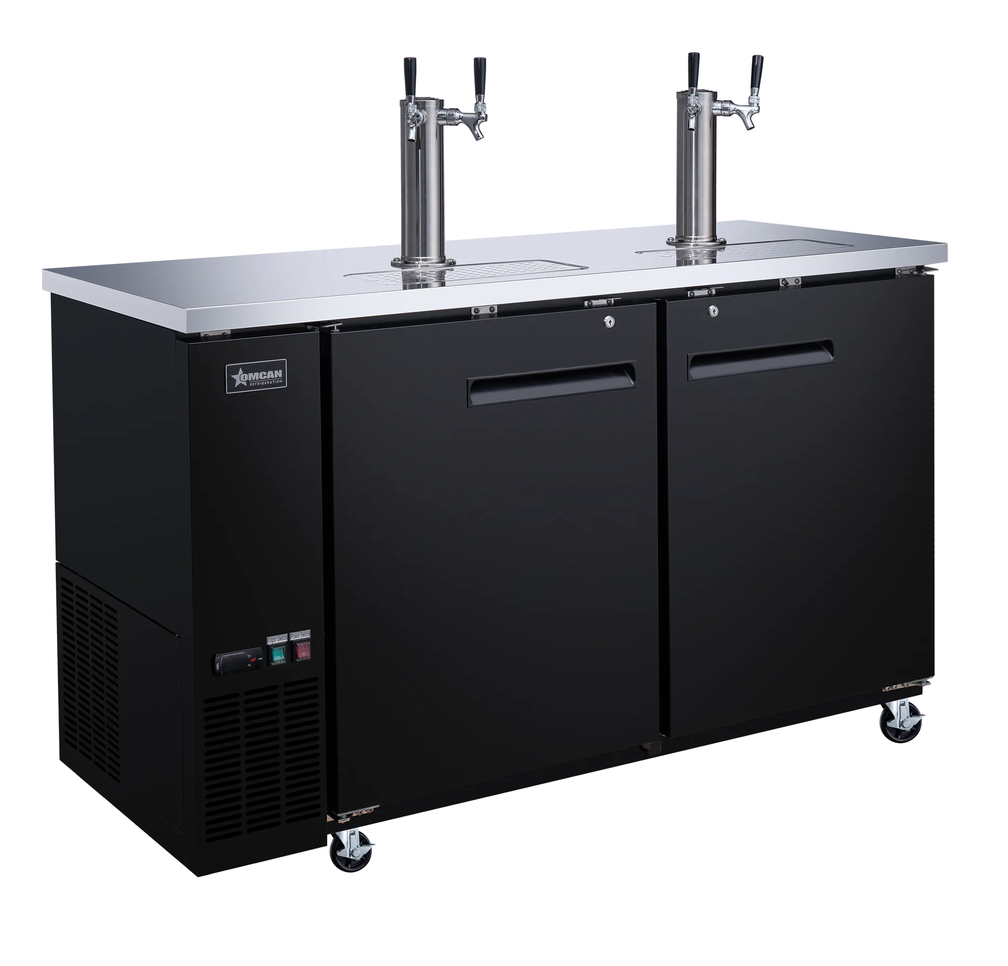60″ Two (2) Door Kegerator / Beer Dispenser with Two Double Tap Towers, 24" Depth, 15.8 cu.ft. (446 L)