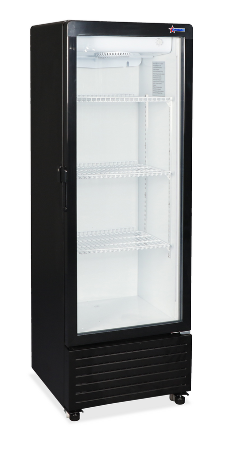 16.5″ Single Glass Door Black Refrigerated Showcase with 5cu.ft. / 140L Capacity – 110V, 130W