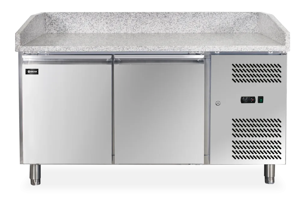 59″ Two (2) Doors Granite Top Refrigerated Pizza Prep Table, 13.8 cu. ft. (390 L), Stainless Steel