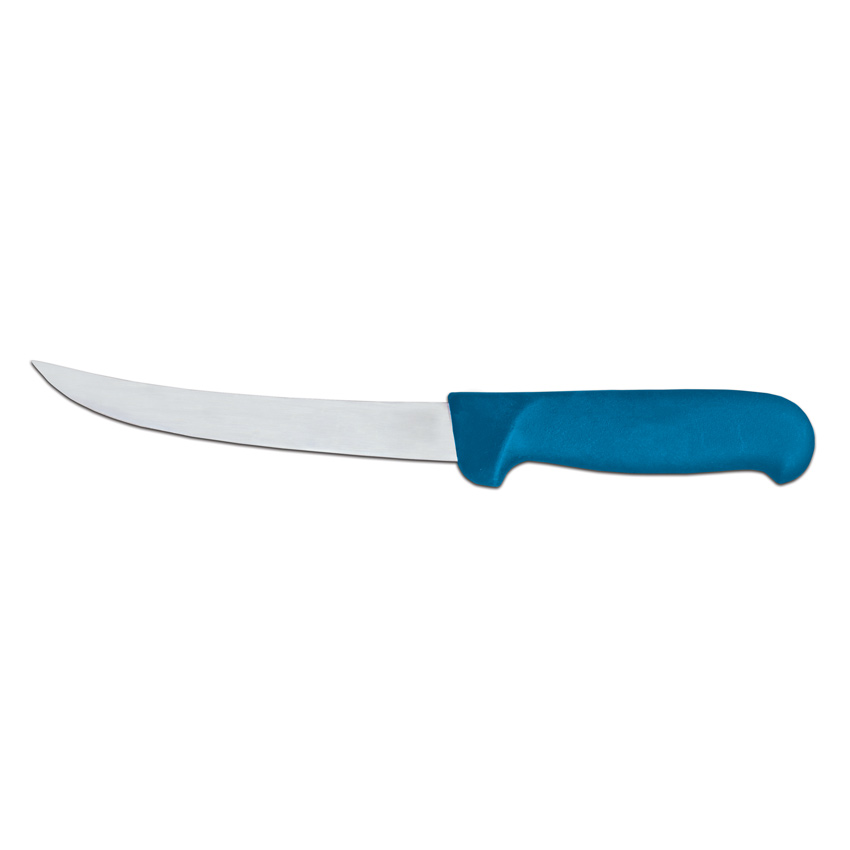 6-inch Curved Blade Boning Knife with Blue Super Fiber Handle