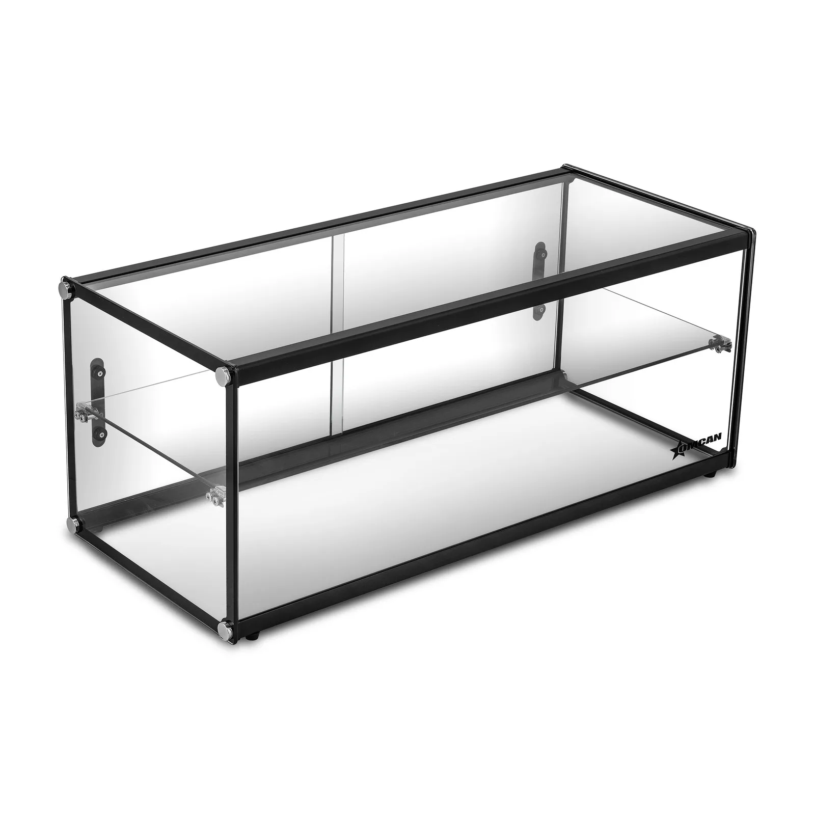 36″ Countertop Food Display Case with Square Front Glass, 2 Tiers, and 48 L capacity