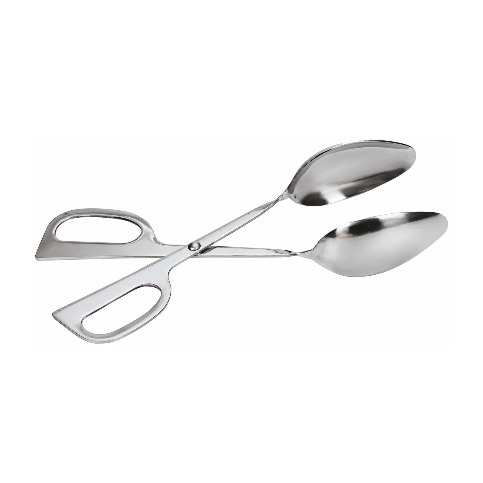 10″ Stainless Steel Scissor Salad Tongs – Double Spoons