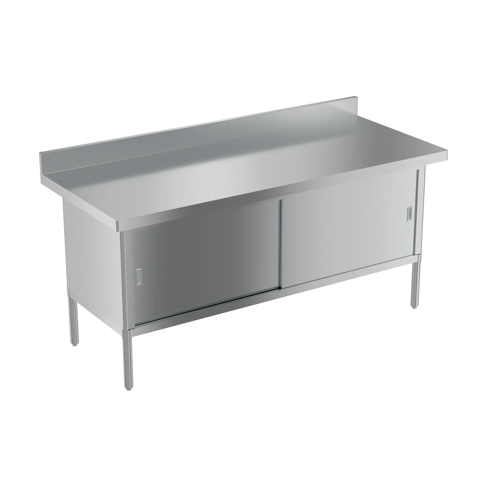 30″ x 72″ 430 Stainless Steel Knock-down Worktable with 4″ Backsplash – Overhang Edge