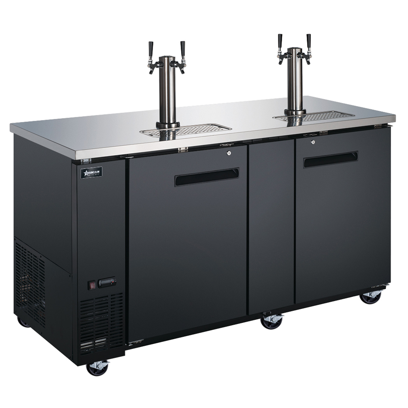 69″ Two (2) Door Kegerator / Beer Dispenser with Two Double Tap Towers, 23 cu.ft. (660 L)