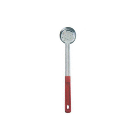 2 oz. One-Piece Stainless Steel Perforated Portion Control Spoon with Red Handle