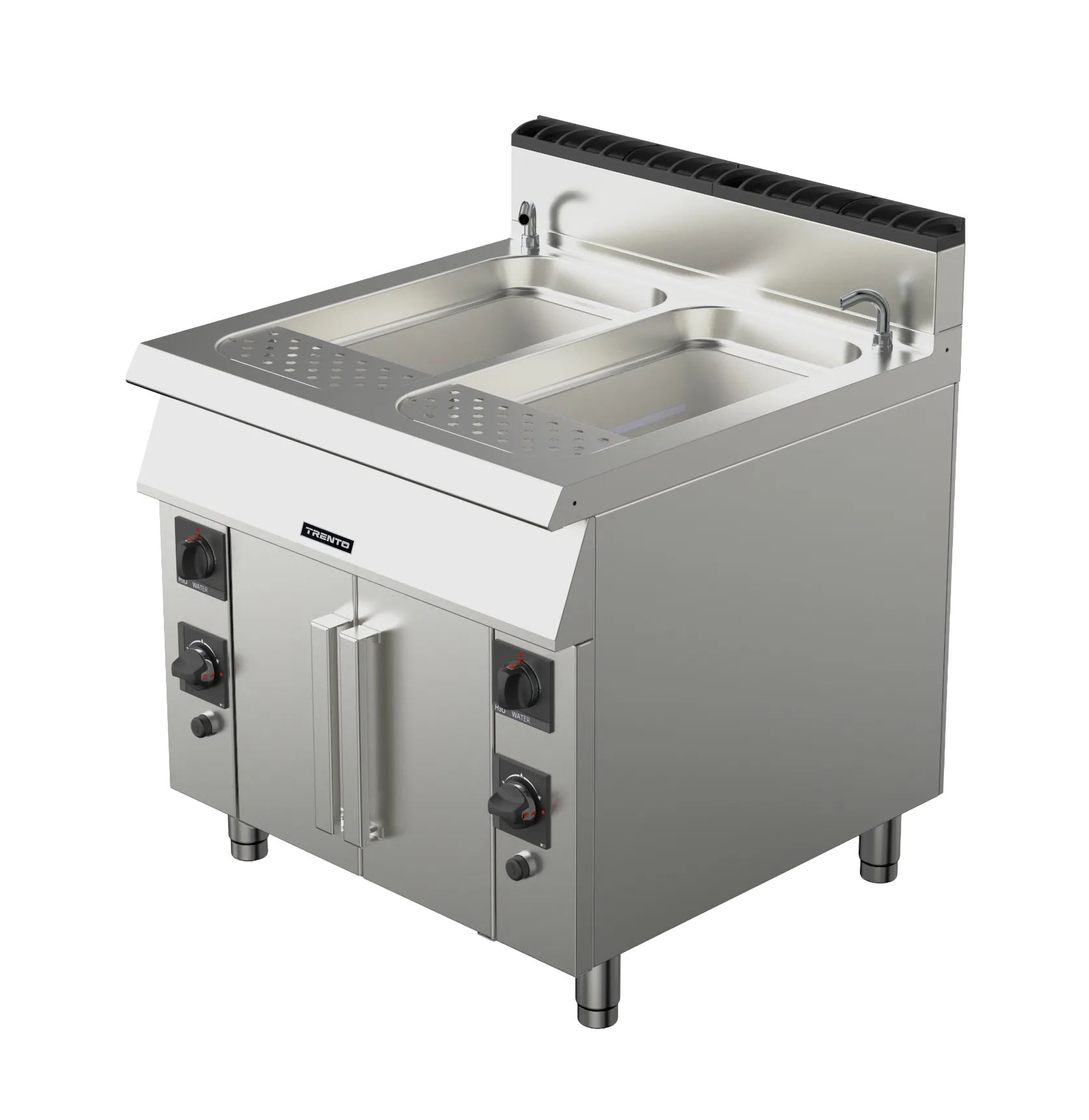Trento 2 x 12 (45 L) Gallon Double Tank Natural Gas Pasta Cooker, Double Burner – 156,000 BTU