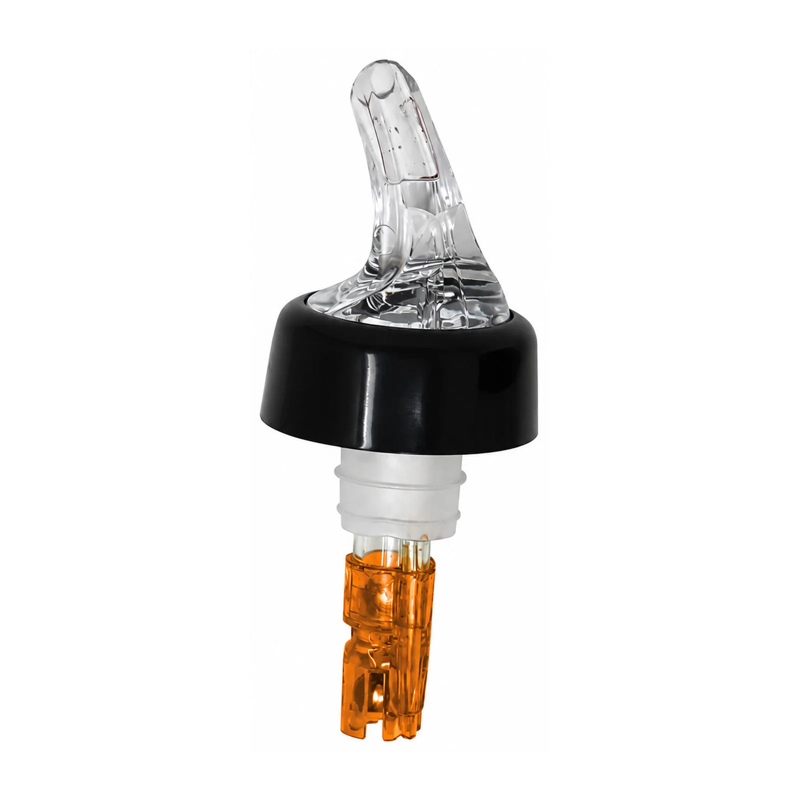 1/2 oz Clear Spout / Orange Tail Measured Liquor Pourer with Collar – 12/Pack