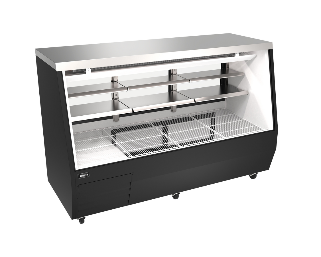 84” Square Black Glass Refrigerated Double-Duty Deli Case